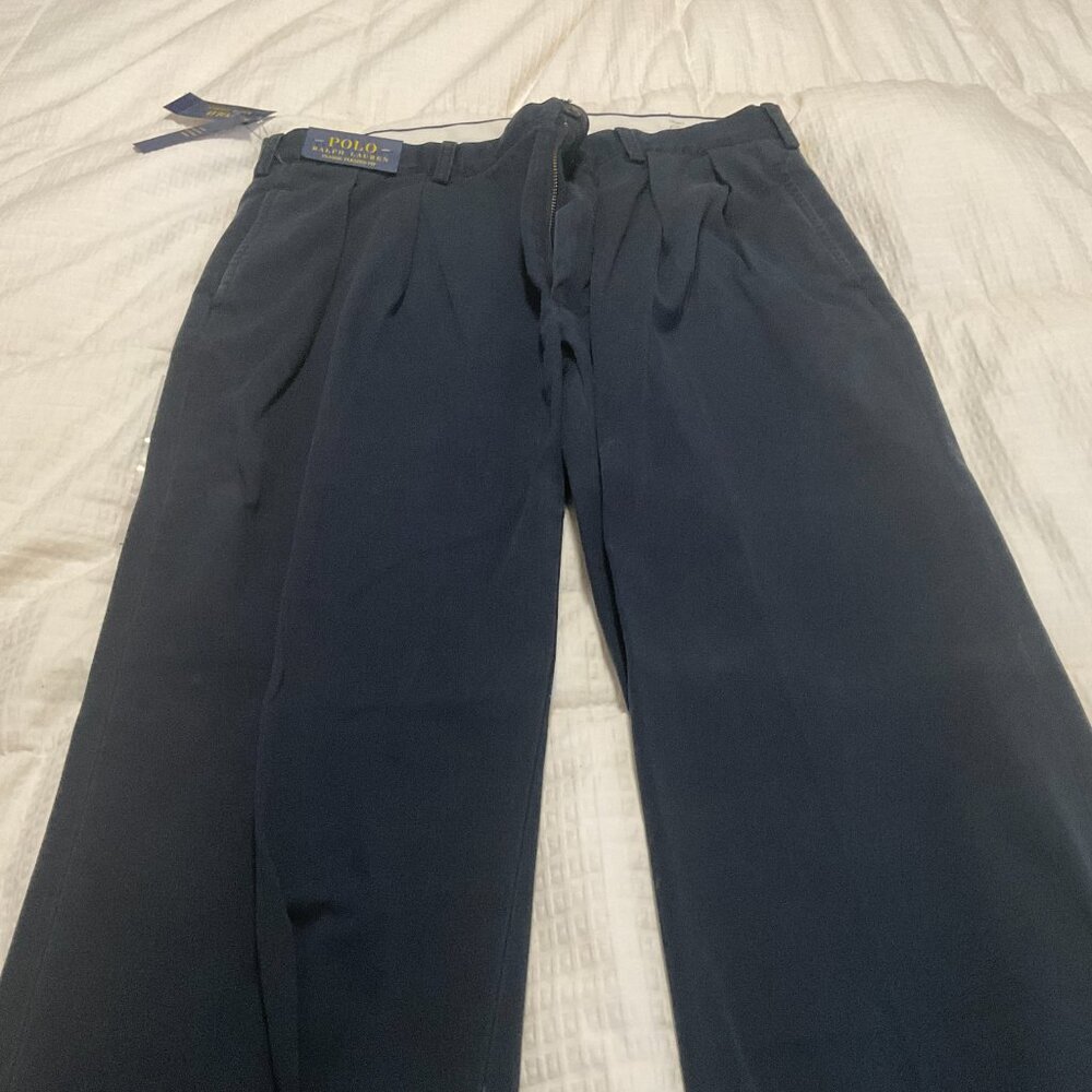 Ralph Lauren Mens Navy Pleated Fit Pants NWT 36/32-$89